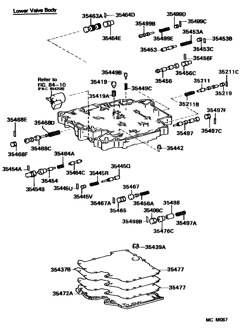 Toyota COROLLA 阀体和滤油网(ATM) EPC diagram — MCM067
