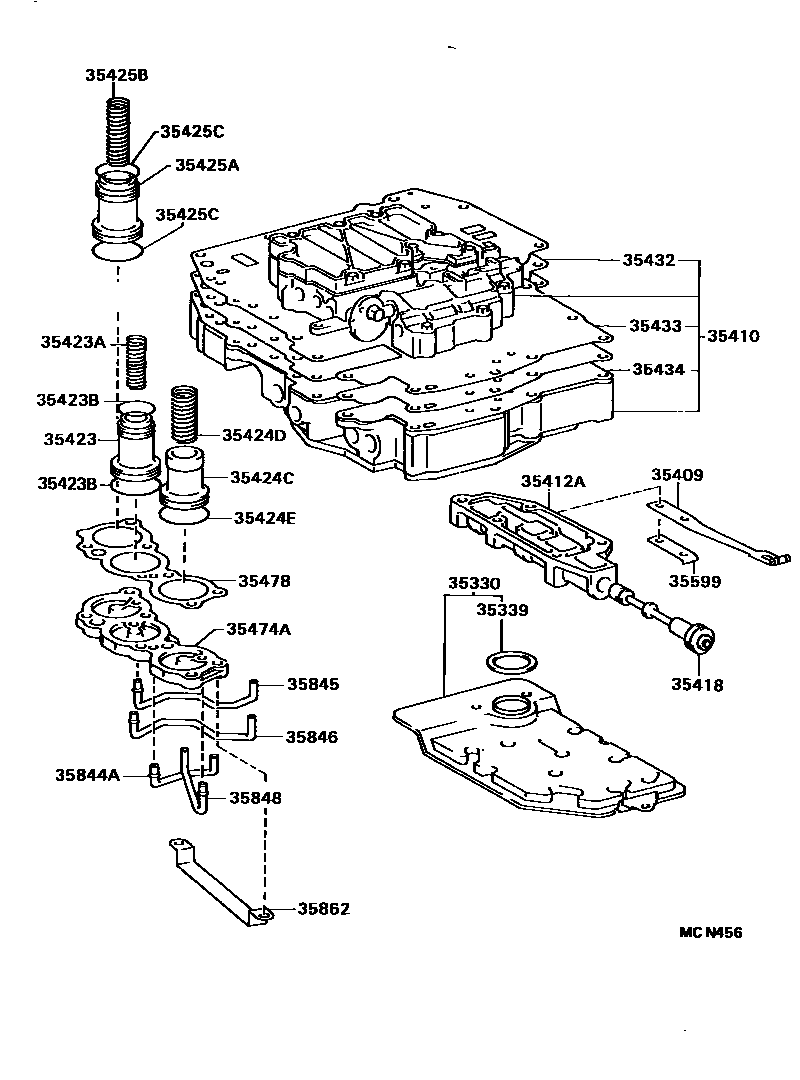 Toyota COROLLA 阀体和滤油网(ATM) EPC diagram — MCN456