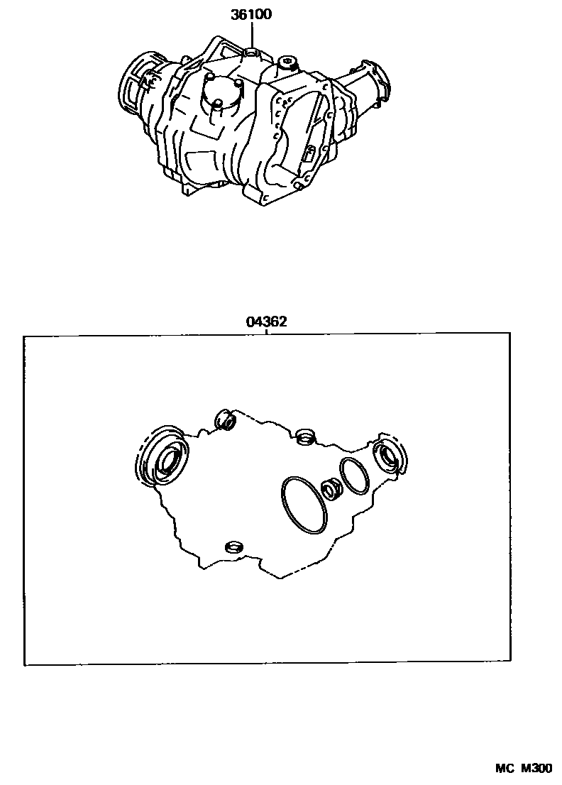 Toyota COROLLA Transfer Assembly & Gasket Kit EPC diagram — MCM300