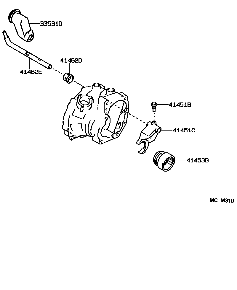 Toyota COROLLA Transfer Lever & Shift Fork Shaft EPC diagram — MCM310
