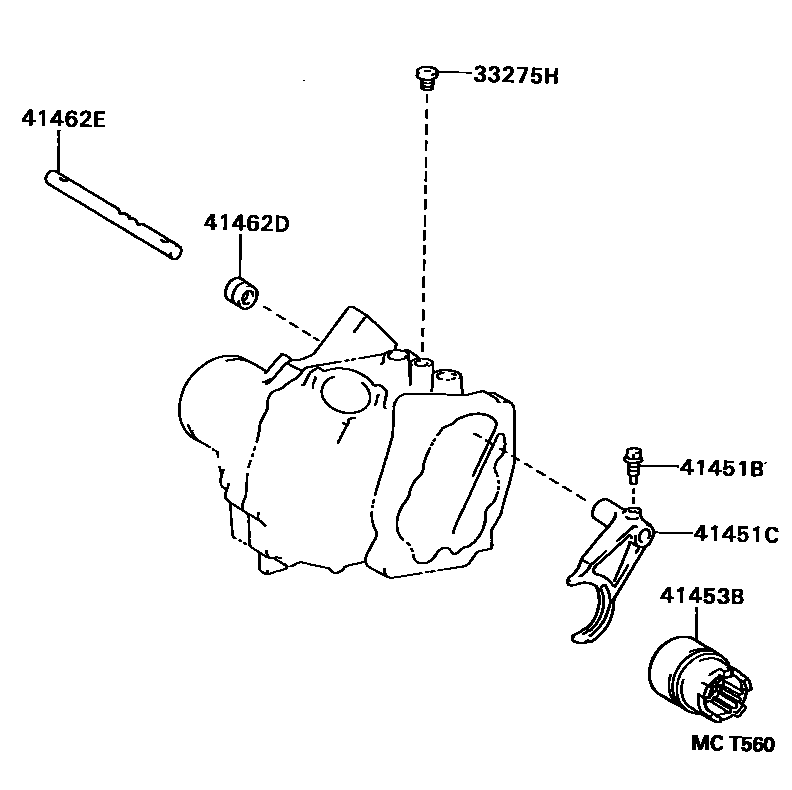 Toyota COROLLA Transfer Lever & Shift Fork Shaft EPC diagram — MCT560