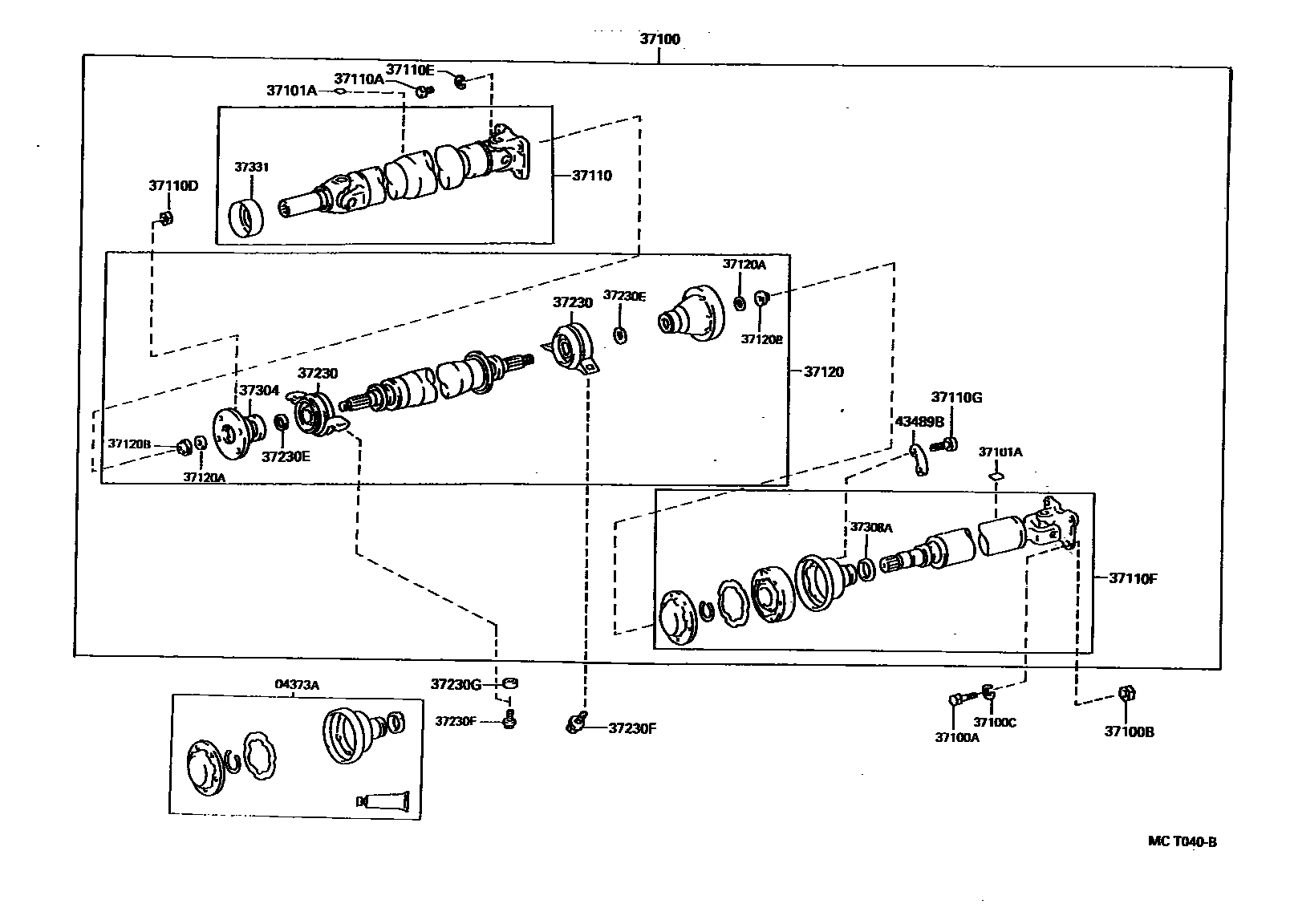 Toyota COROLLA Propeller Shaft & Universal Joint EPC diagram — MCT040B