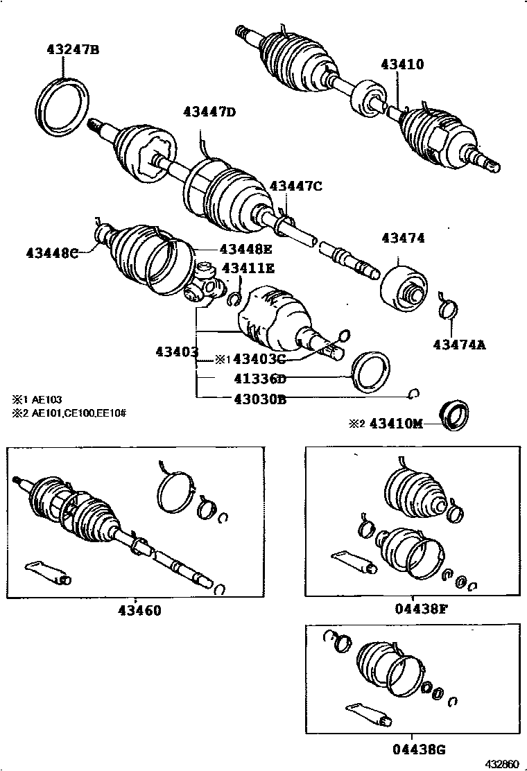 Toyota COROLLA Front Drive Shaft EPC diagram — 432860