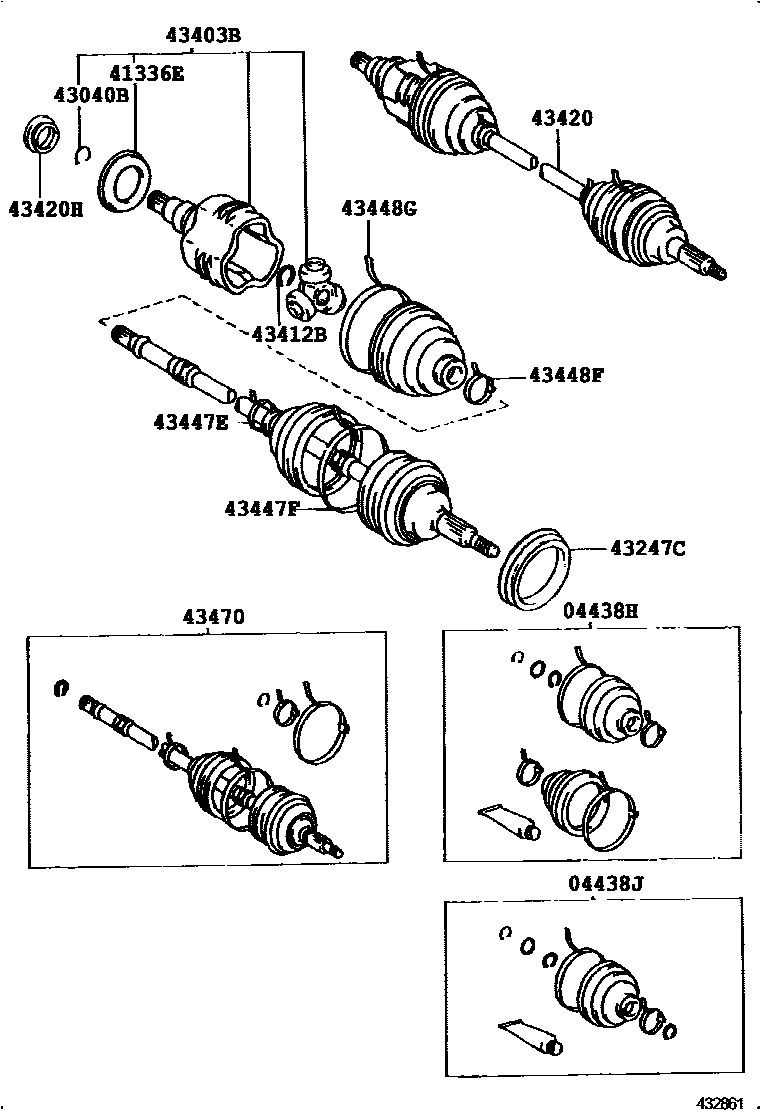 Toyota COROLLA Front Drive Shaft EPC diagram — 432861