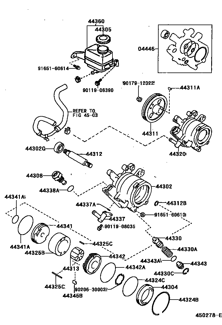 Toyota COROLLA 叶片泵和储油罐(动力转向) EPC diagram — 450278E