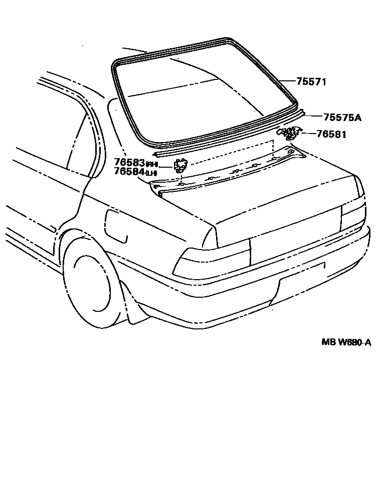 Toyota COROLLA 后防护条 EPC diagram — MBW680A