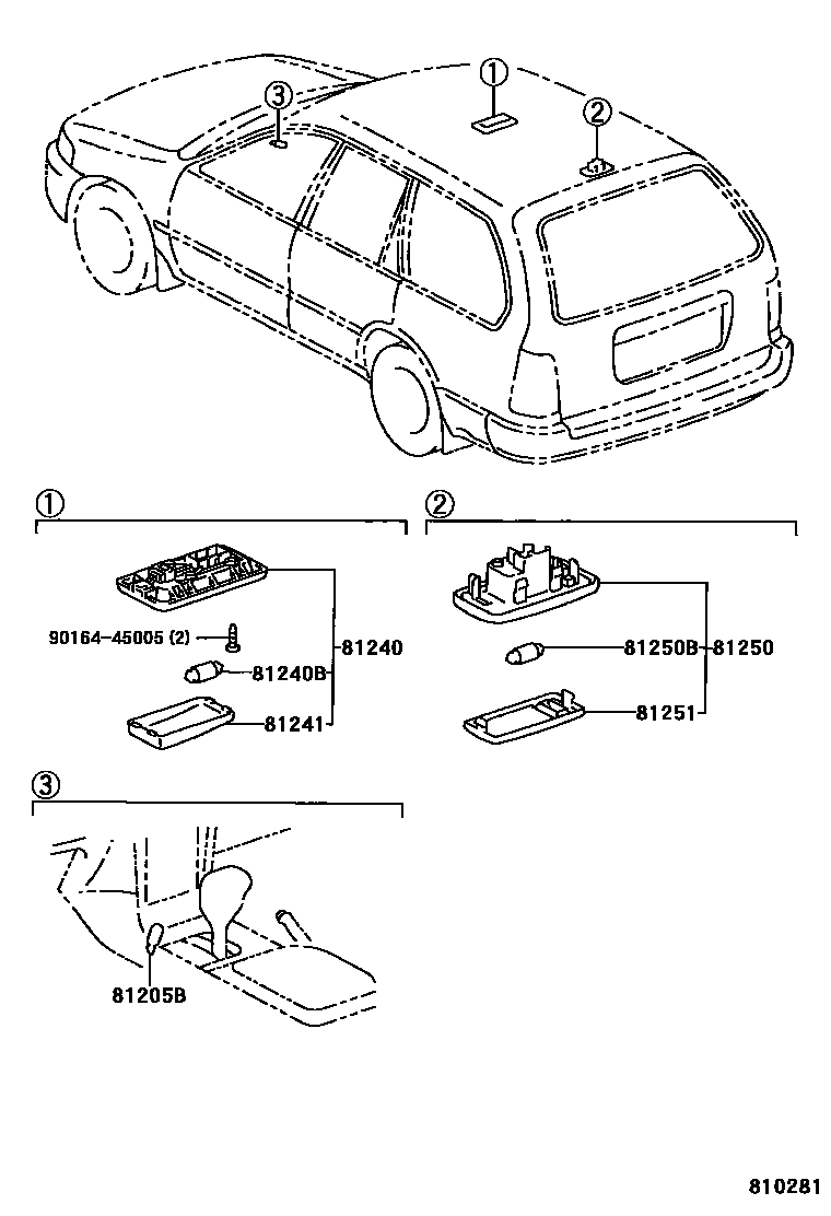 Toyota COROLLA 车内灯 EPC diagram — 810281