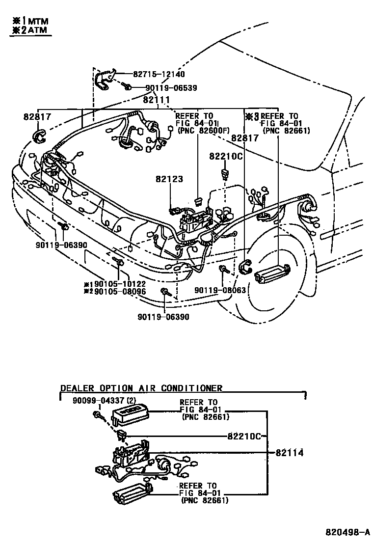 Toyota COROLLA 线束和卡夹 EPC diagram — 820498A