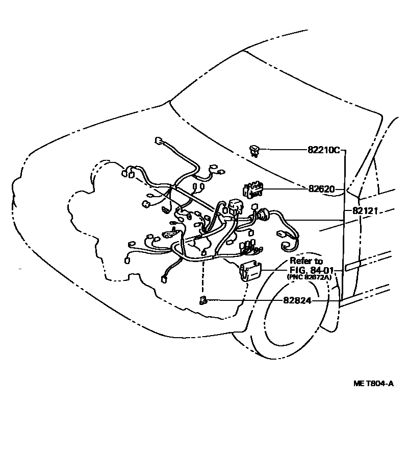 Toyota COROLLA 线束和卡夹 EPC diagram — MET804A