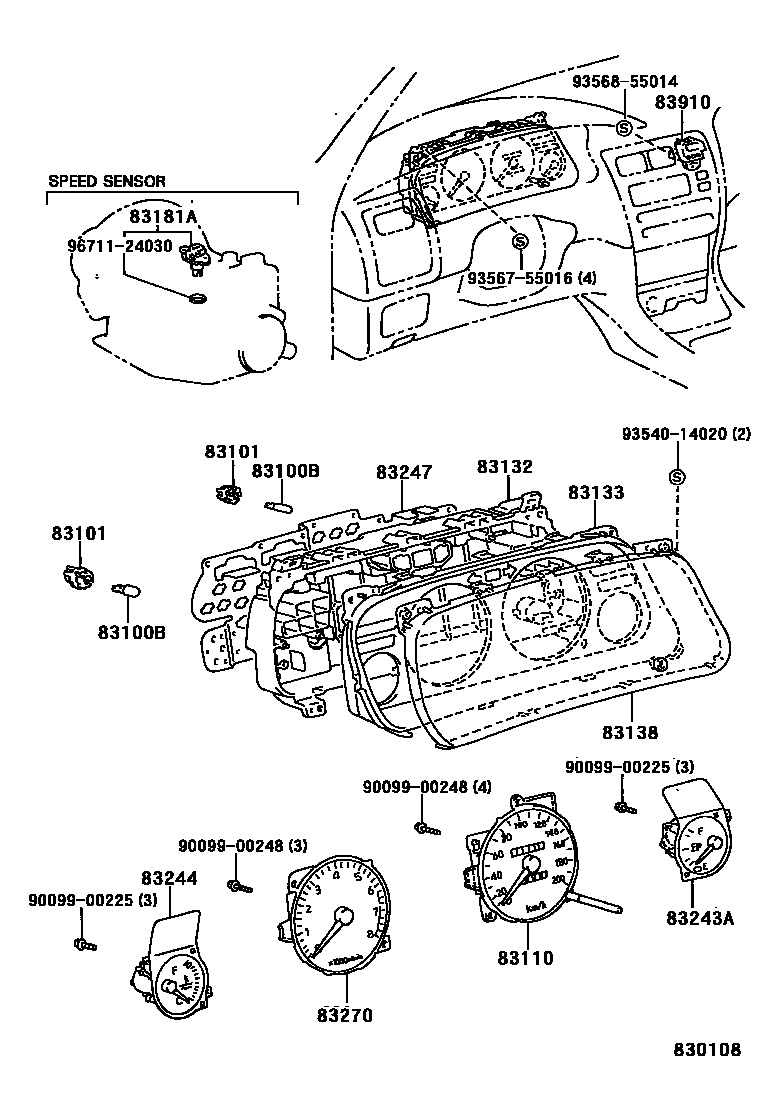 Toyota COROLLA 仪表 EPC diagram — 830108