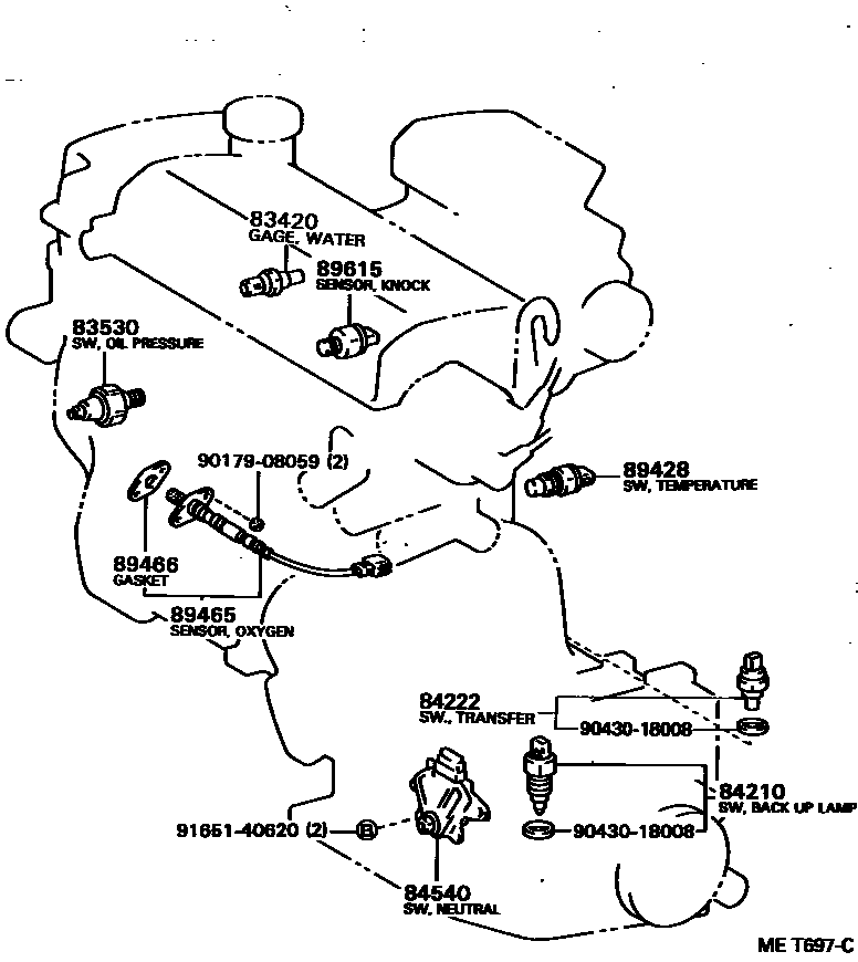 Toyota COROLLA 开关和继电器和ECU EPC diagram — MET697C