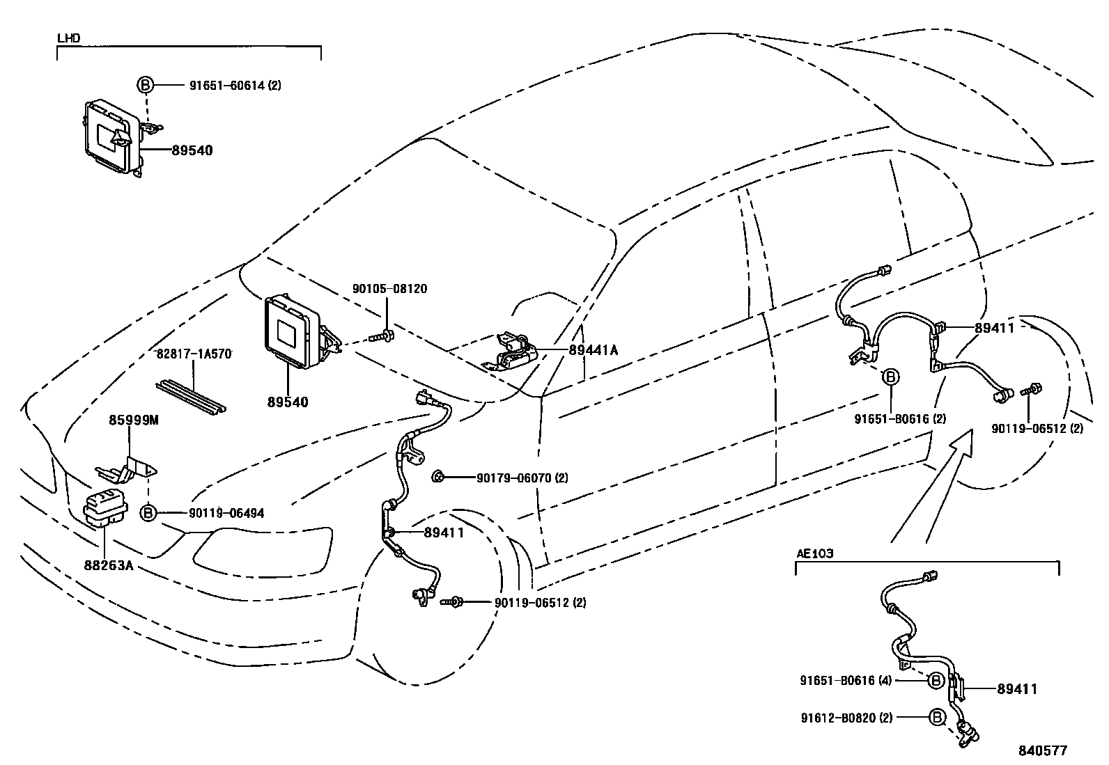 Toyota COROLLA ABS 和 VSC EPC diagram — 840577