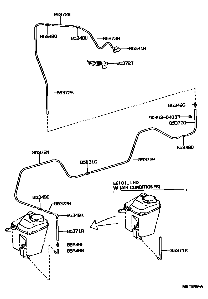 Toyota COROLLA 后清洗器 EPC diagram — MET848A
