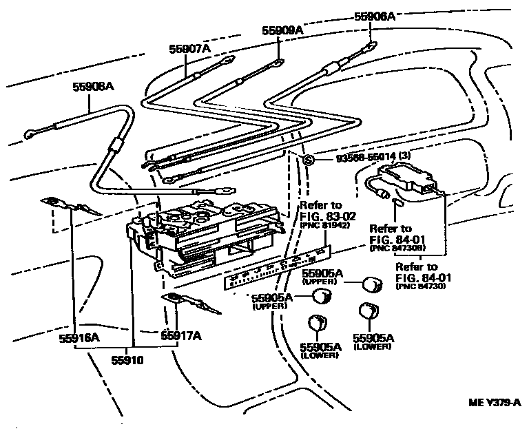 Toyota COROLLA 暖风和空调系统 - 控制器和风管 EPC diagram — MEY379A