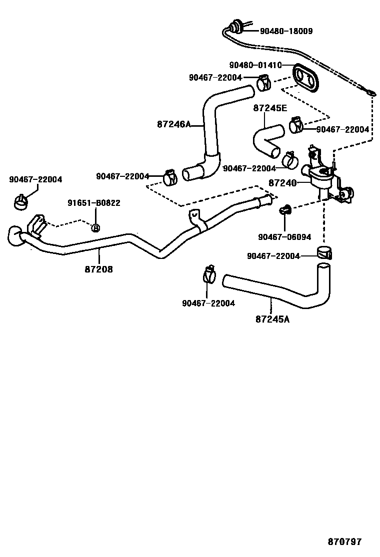 Toyota COROLLA 暖风和空调系统 - 水管 EPC diagram — 870797