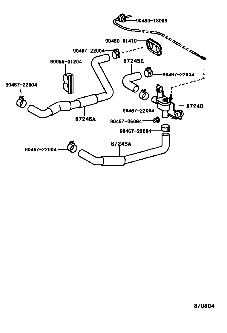 Toyota COROLLA 暖风和空调系统 - 水管 EPC diagram — 870804