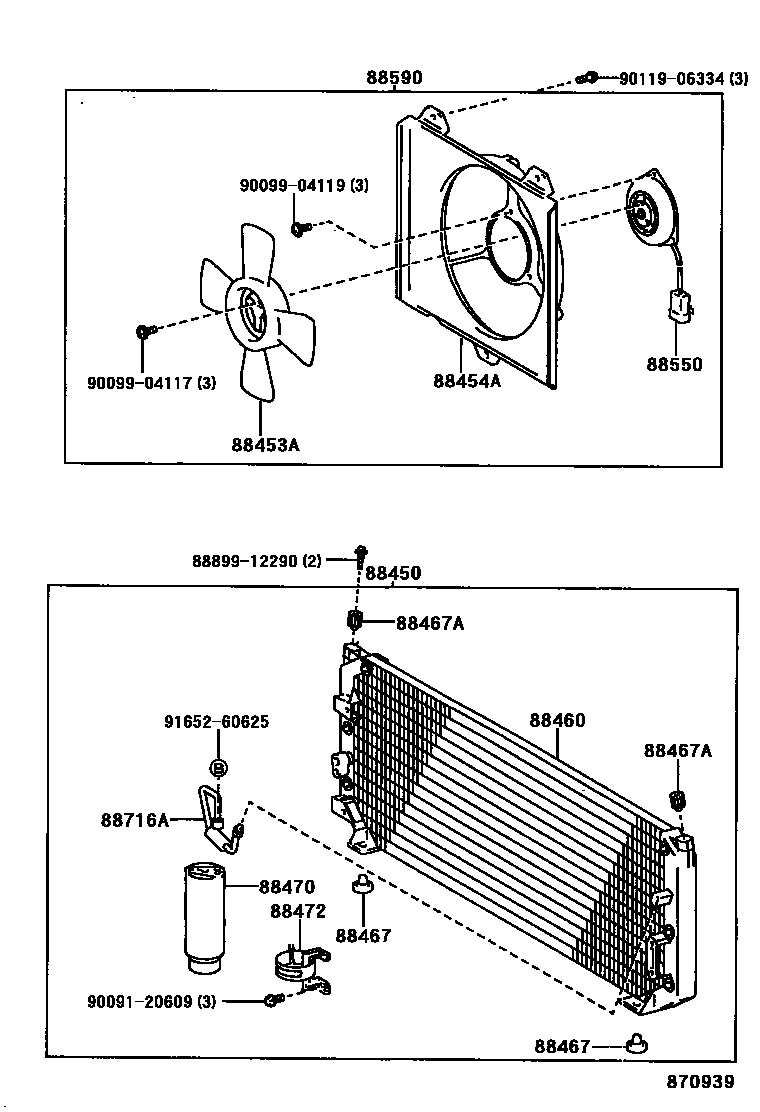 Toyota COROLLA Heating & Air Conditioning - Cooler Piping EPC diagram — 870939