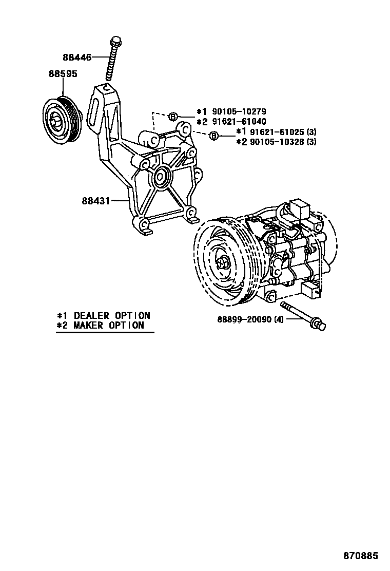 Toyota COROLLA Heating & Air Conditioning - Compressor EPC diagram — 870885