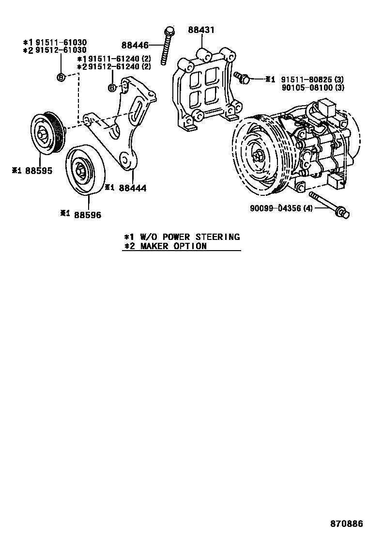 Toyota COROLLA Heating & Air Conditioning - Compressor EPC diagram — 870886