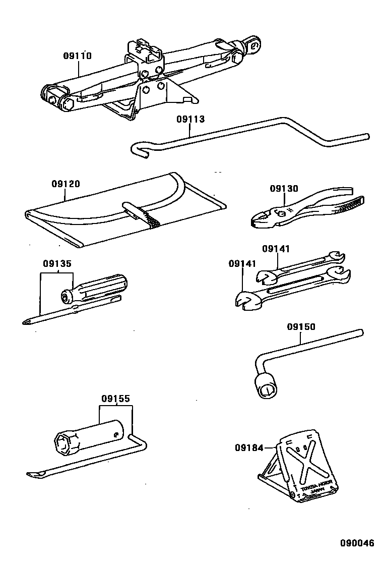 Toyota COROLLA Standard Tools EPC diagram — 090046