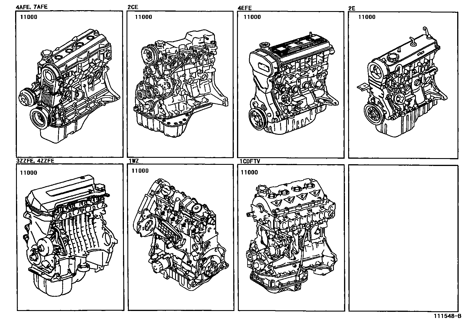 Toyota COROLLA Partial Engine Assembly EPC diagram — 111548B