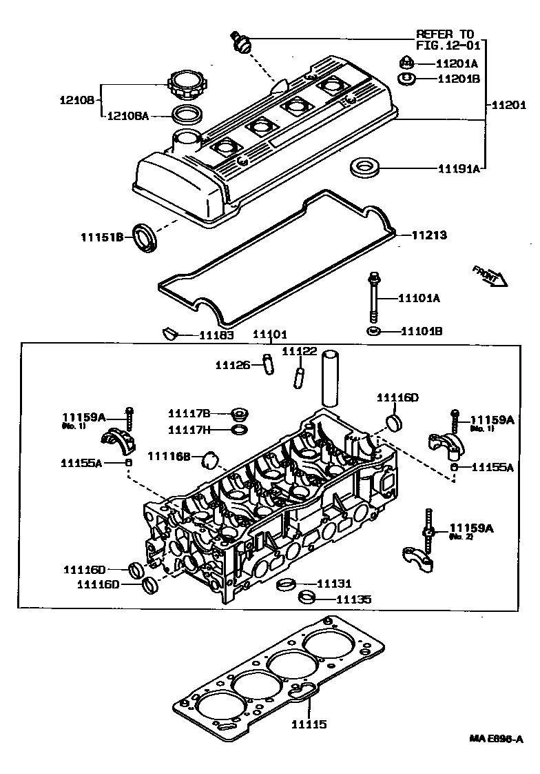 Toyota COROLLA Cylinder Head EPC diagram — MAE696A