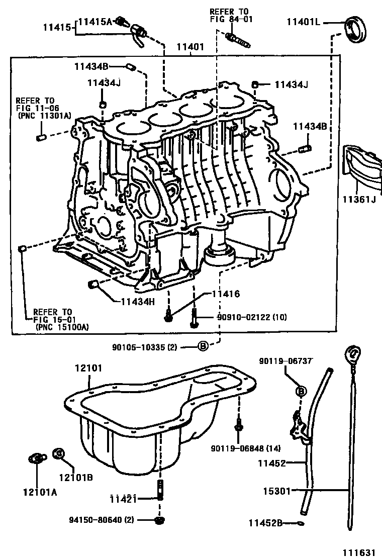 Toyota COROLLA Cylinder Block EPC diagram — 111631