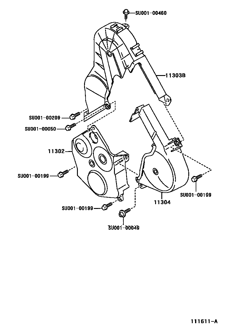 Toyota COROLLA Timing Gear Cover & Rear End Plate EPC diagram — 111611A