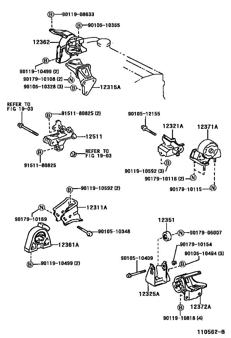 Toyota COROLLA Engine Mounting EPC diagram — 110562B