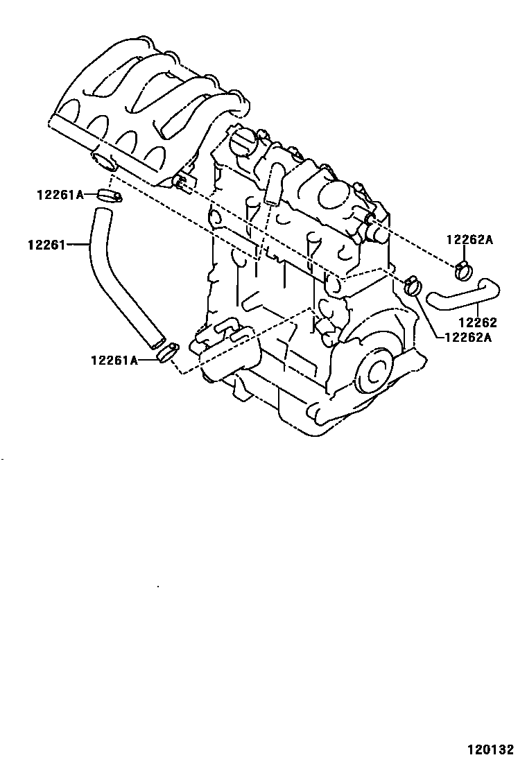 Toyota COROLLA Ventilation Hose EPC diagram — 120132