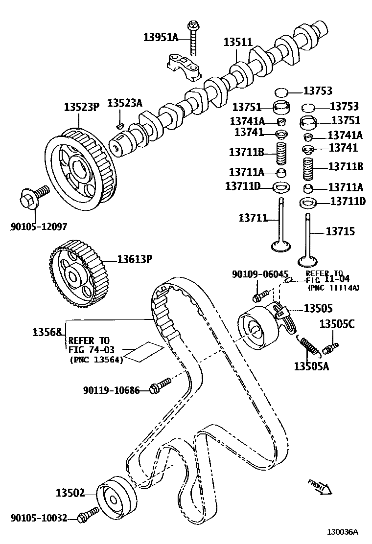 Toyota COROLLA Camshaft & Valve EPC diagram — 130036A