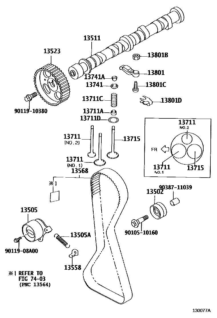 Toyota COROLLA Camshaft & Valve EPC diagram — 130077A