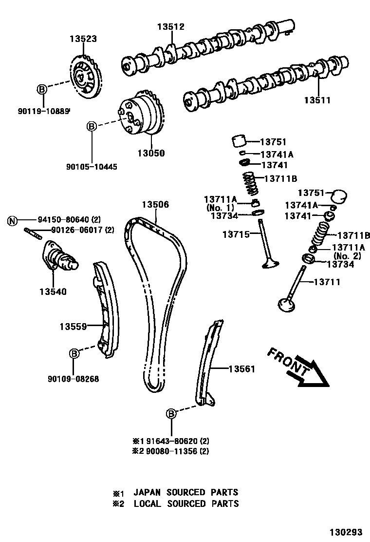 Toyota COROLLA Camshaft & Valve EPC diagram — 130293