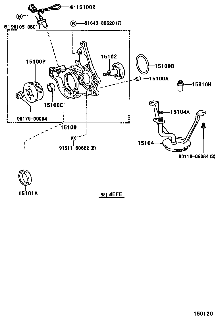 Toyota COROLLA Engine Oil Pump EPC diagram — 150120