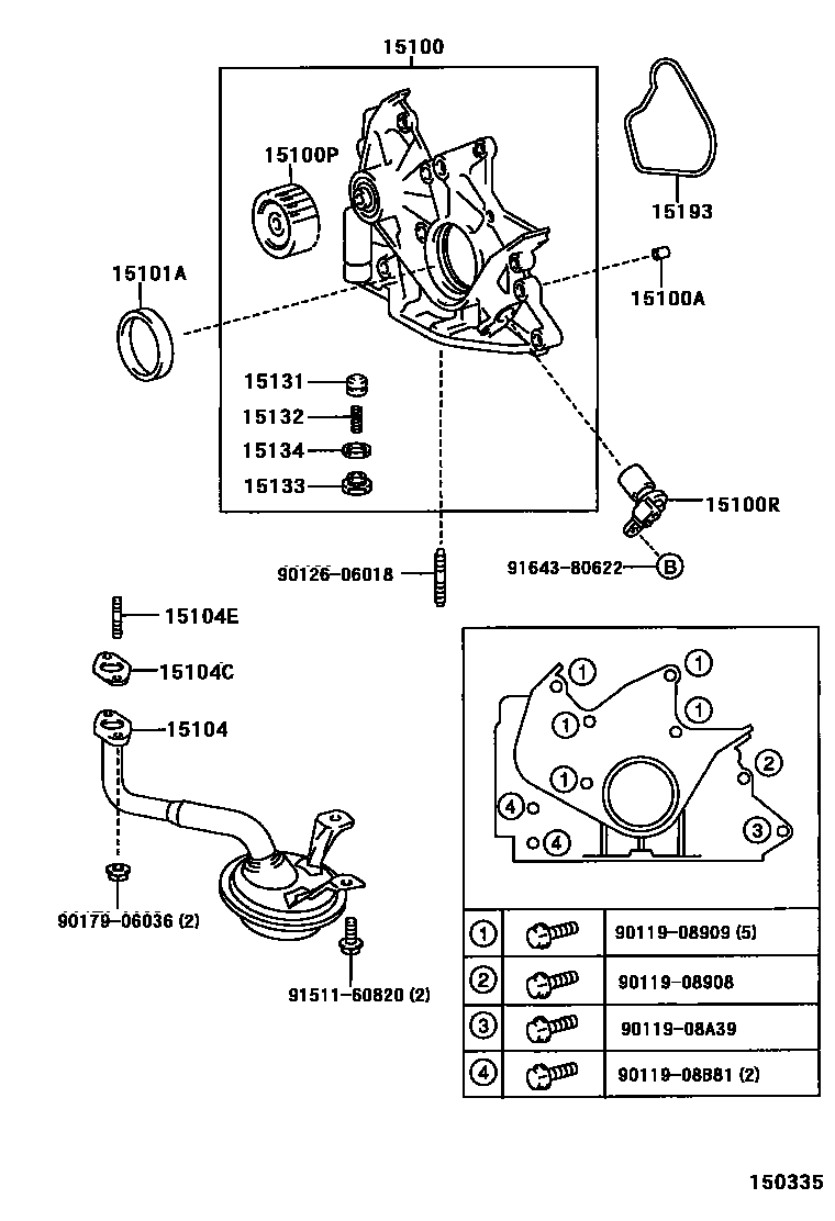 Toyota COROLLA Engine Oil Pump EPC diagram — 150335