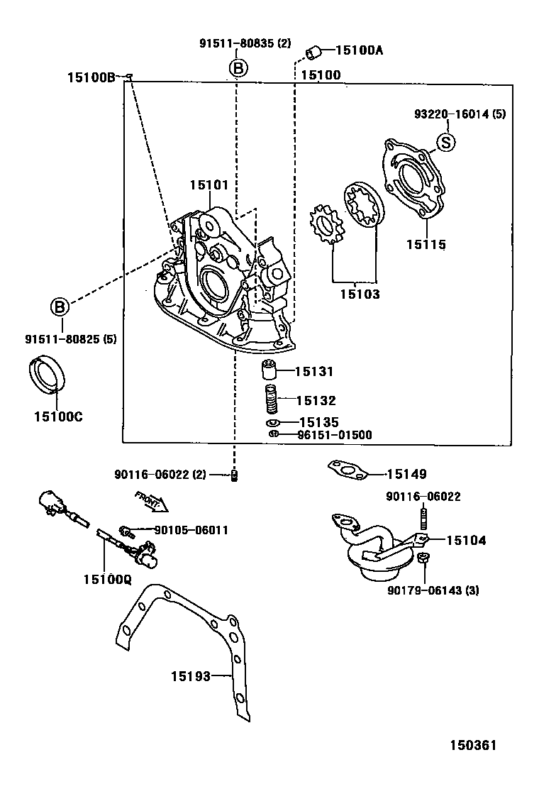 Toyota COROLLA Engine Oil Pump EPC diagram — 150361