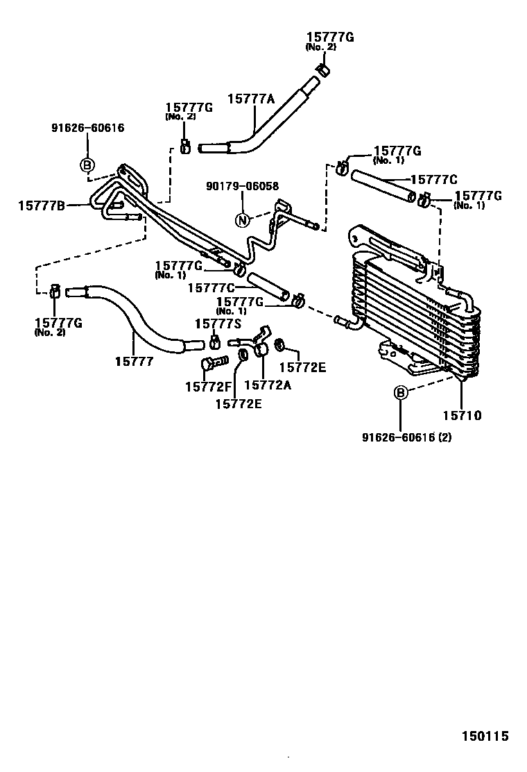 Toyota COROLLA Engine Oil Cooler EPC diagram — 150115