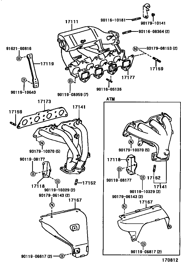 Toyota COROLLA Manifold EPC diagram — 170812