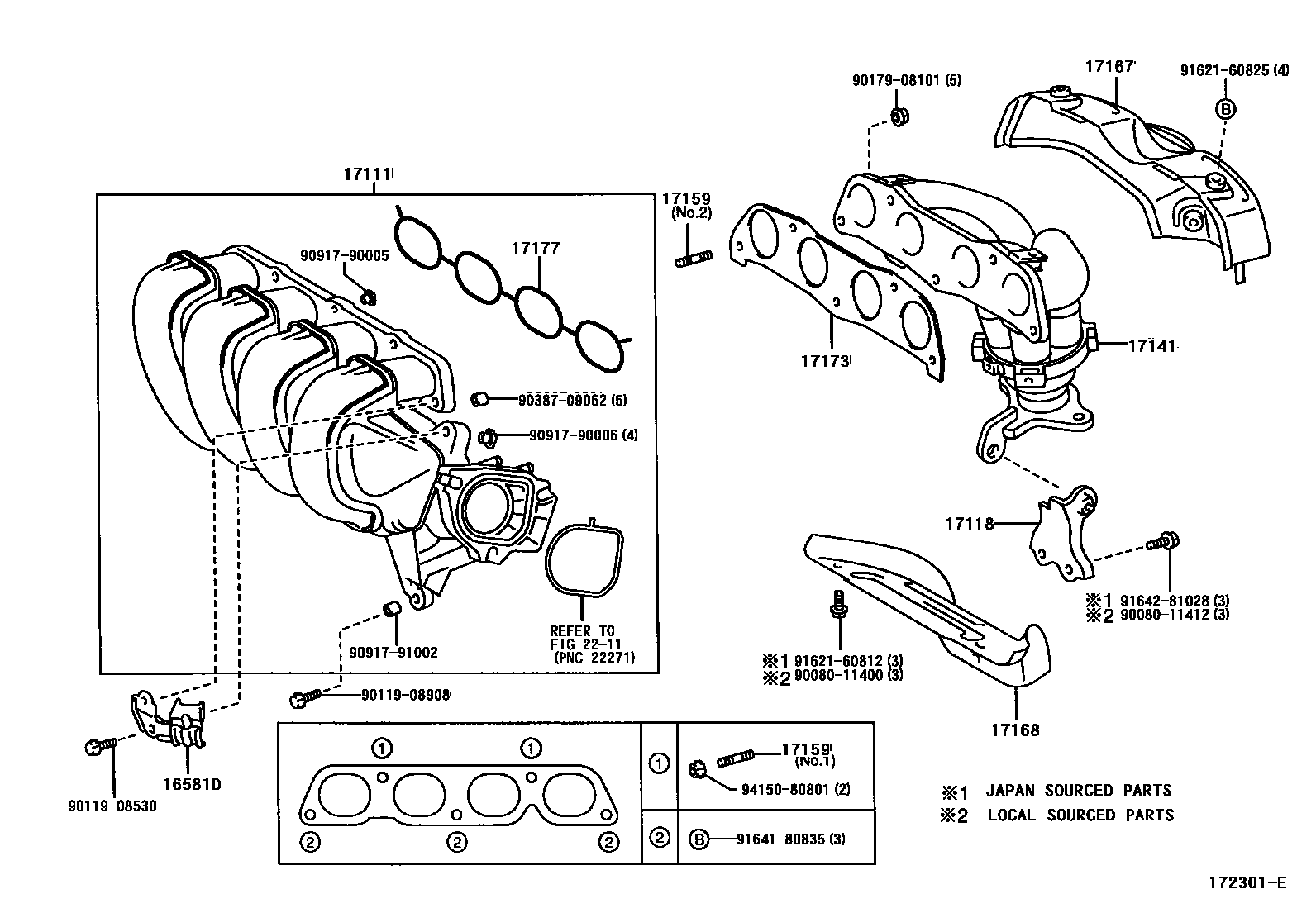 Toyota COROLLA Manifold EPC diagram — 172301E