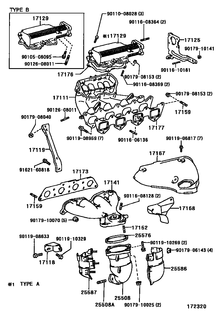 Toyota COROLLA Manifold EPC diagram — 172320