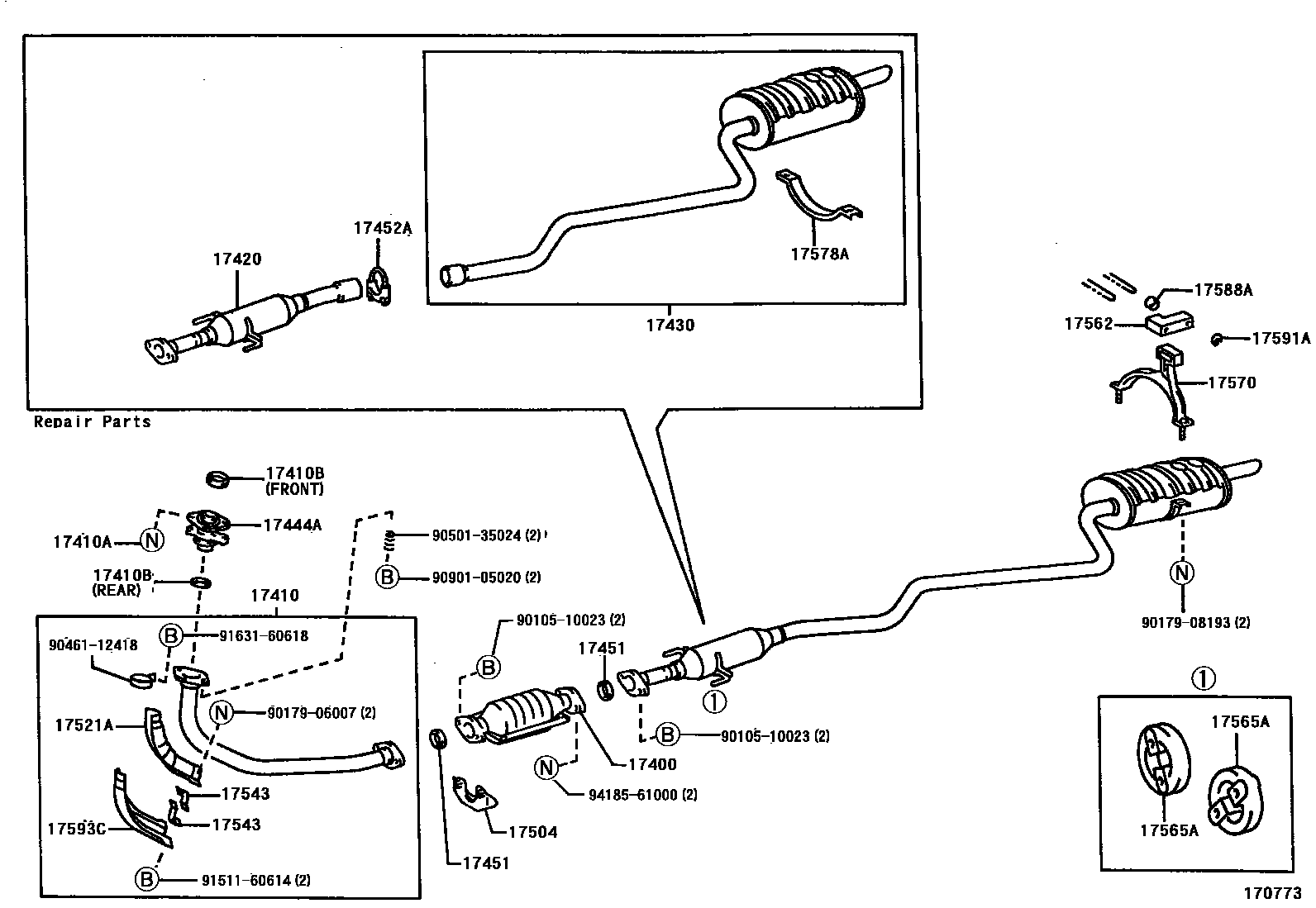 Toyota COROLLA Exhaust Pipe EPC diagram — 170773