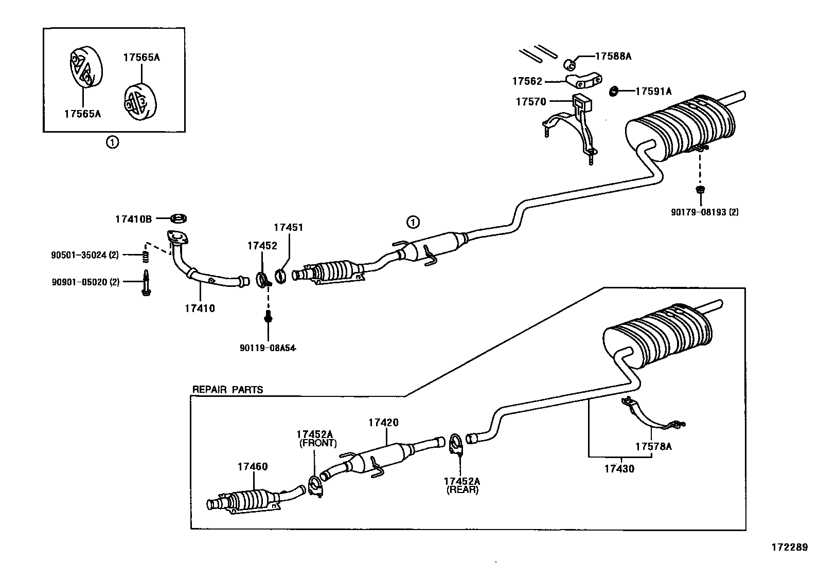 Toyota COROLLA Exhaust Pipe EPC diagram — 172289