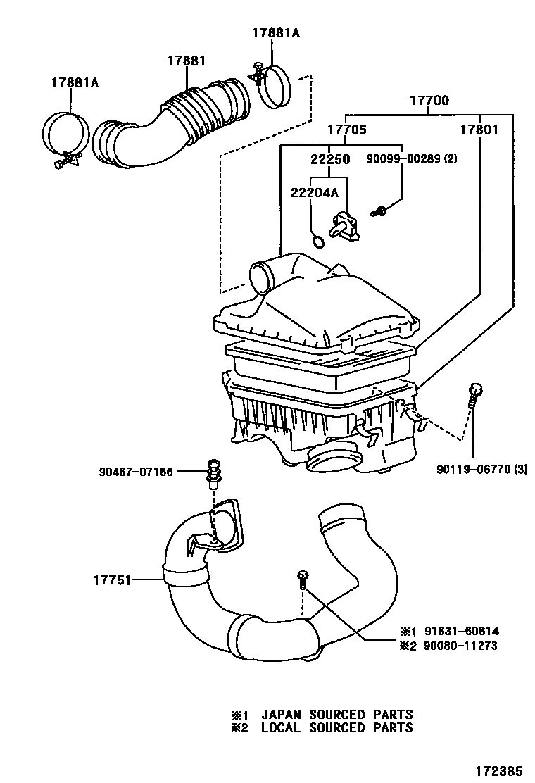 Toyota COROLLA Air Cleaner EPC diagram — 172385