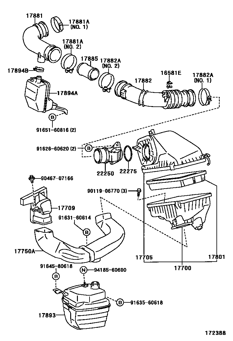 Toyota COROLLA Air Cleaner EPC diagram — 172388