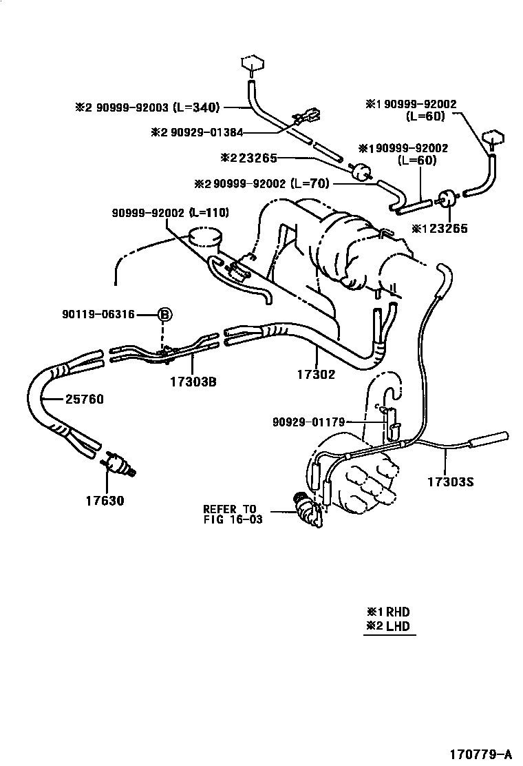 Toyota COROLLA vacuum tube EPC diagram — 170779A