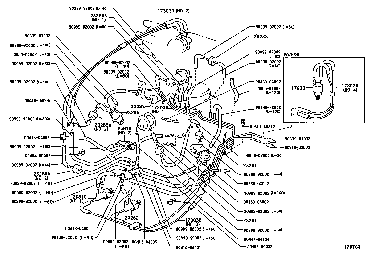 Toyota COROLLA vacuum tube EPC diagram — 170783