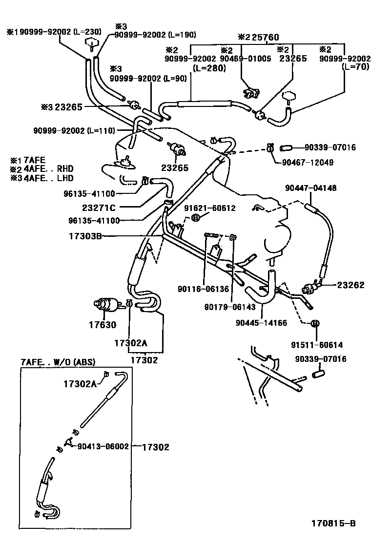 Toyota COROLLA vacuum tube EPC diagram — 170815B