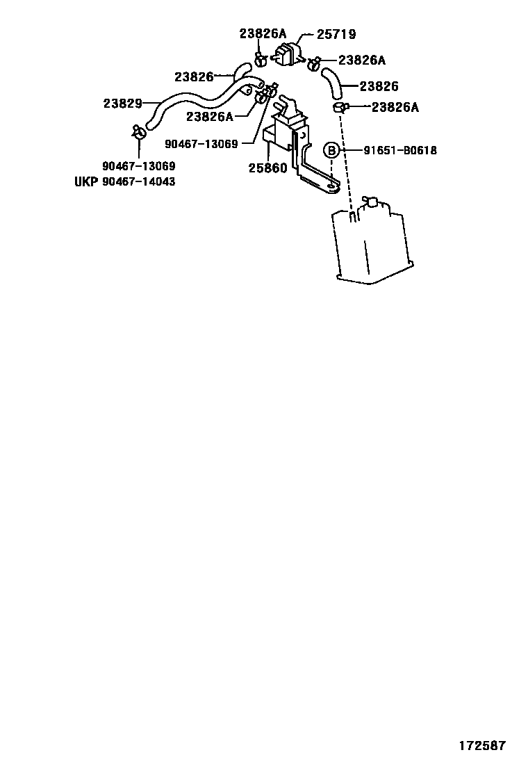 Toyota COROLLA vacuum tube EPC diagram — 172587