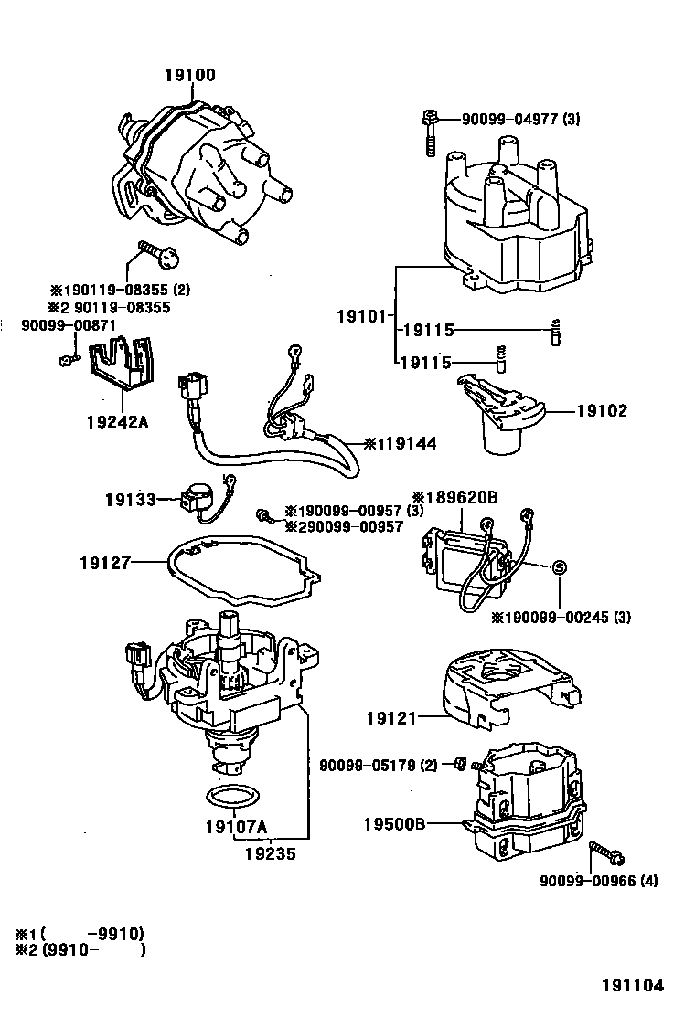 Toyota COROLLA 分电器 EPC diagram — 191104