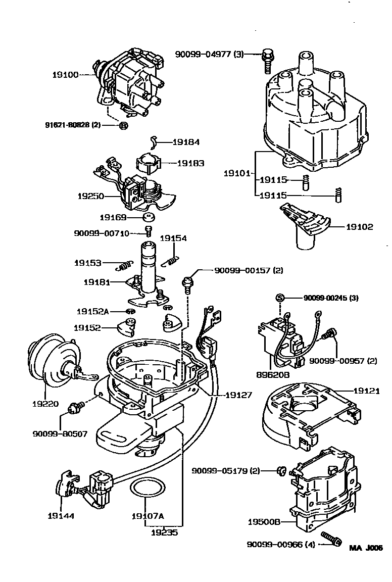 Toyota COROLLA 分电器 EPC diagram — MAJ006